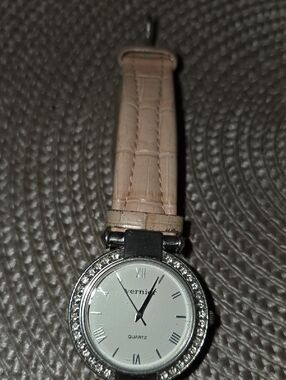Used Pink Leather Crystal-Trim Women's Watch
